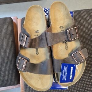 Birkenstock Men's Dark Brown Leather Sandals